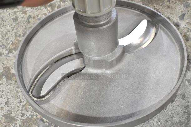 3 brand new items: 2 metal commercial paddle attachments for Hobart mixer, 1 pelican head slicing blade.