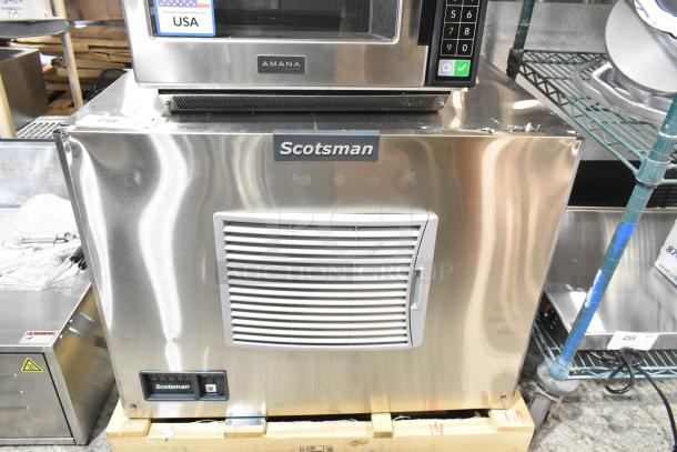 BRAND NEW Scotsman MC0330SA-1A 30" stainless steel ice machine with minor scratches, 400 lb. capacity, 115 volts, 1 phase.