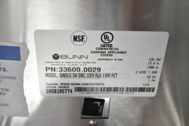 BRAND NEW Bunn SINGLE SH DBC BrewWISE Brewer, model 33600.0029. Scratch and dent, 120V, 1 Phase, NSF and UL listed.