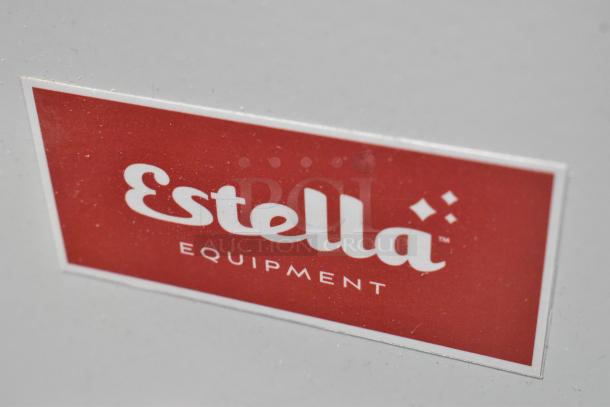 Red and white Estella Equipment label on the 2025 Estella 348CG4 electric hard cheese grater.