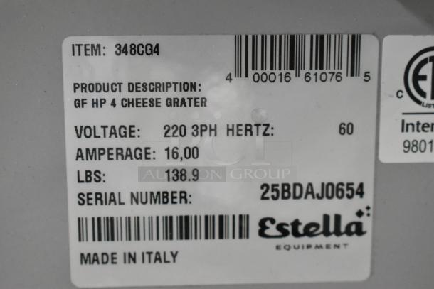 BRAND NEW SCRATCH AND DENT! 2025 Estella 348CG4 metal electric hard cheese grater, 8 lbs/min, 220V, 3-phase, made in Italy.