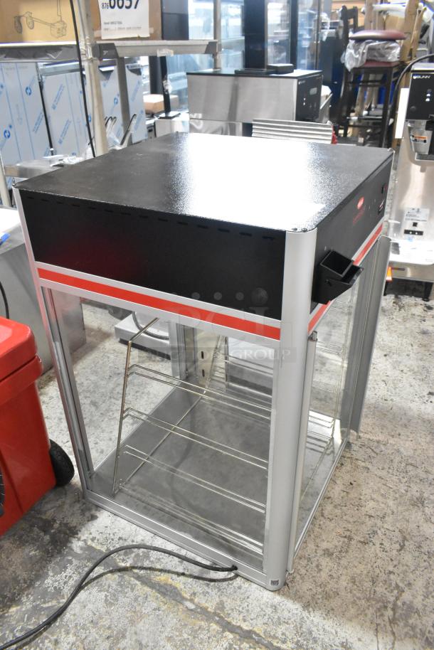 BRAND NEW Hatco Flav-R-Savor Tall Two Door Cabinet, model FSDT-2X, with four-tier pan rack, 120V, scratch and dent.