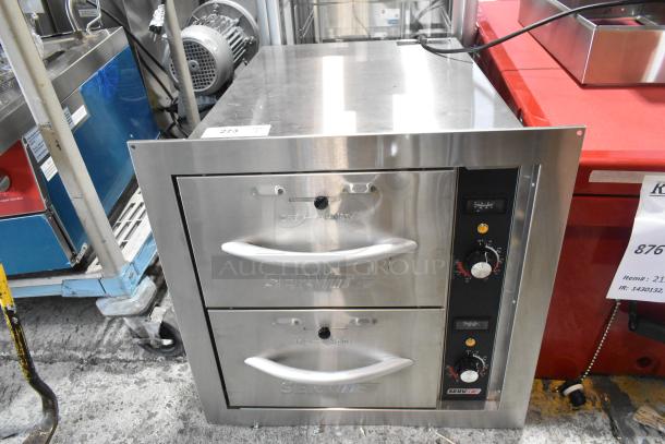 ServIt 423WDNBI2 stainless steel double drawer warmer, new scratch and dent, 2024 model, 120V, built-in controls.