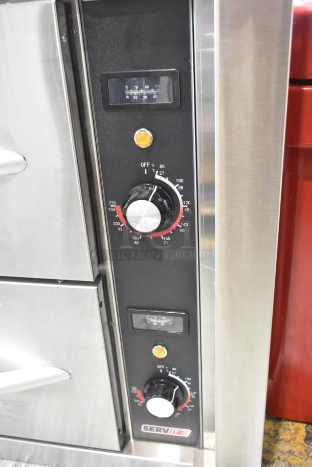 Brand new ServIt 423WDNBI2 stainless steel double drawer warmer, built-in, 120 volts, 1 phase, with temperature controls.