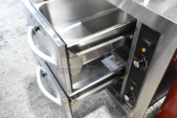 Brand new 2024 ServIt 423WDNBI2 stainless steel double narrow built-in drawer warmer, 120V, 1 Phase, minor scratches.