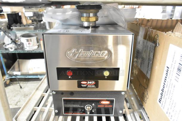 BRAND NEW Hatco 3CS-9B sanitizing sink heater, metal, 9 kW, 208V, 3 phase. Includes labels and red/yellow indicator lights.