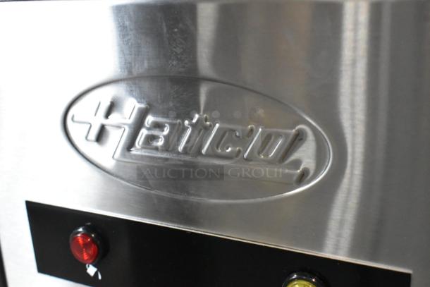BRAND NEW Hatco 3CS-9B metal sanitizing sink heater, 9 kW, 208V, 3 phase, shown with red light indicator, slight scratch.