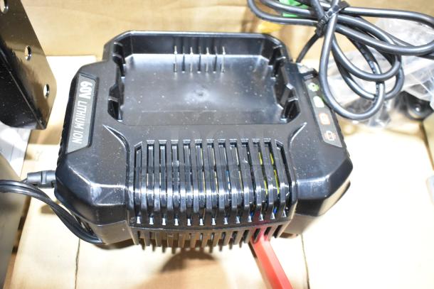 BRAND NEW Rubbermaid Power Kit for Housekeeping Cart 6189/6190, 60V Lithium-Ion, minor scratches visible.