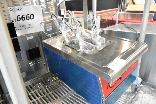 Avantco 177PC201M stainless steel electric pasta cooker, 2.1 gal capacity, 208/240V, new condition, minor scratches.