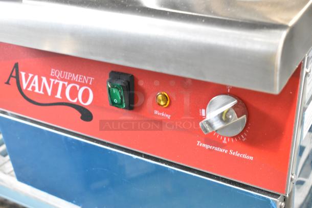 Brand new Avantco 177PC201M stainless steel electric pasta cooker with temperature dial and power switch, 8-liter capacity.