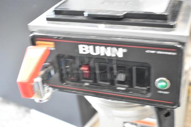 2017 Bunn CWTF-APS DV stainless steel coffee machine with hot water dispenser, metal brew basket, 120V, 1 phase.