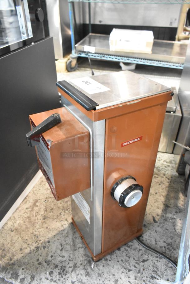 Ditting KFA 903 commercial coffee grinder, metal finish, 120V, countertop model. Visible wear and Bizerba label.
