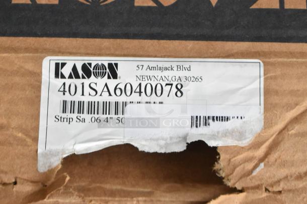 Image showing label on Kason® 401 Easimount Replacement Strip Curtain packaging, model 401SA6040078, 4"W x 78"H.