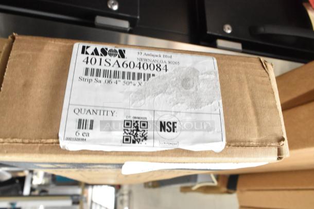 Kason® 401 Easimount Replacement Strip Curtain box showing label with model 401SA6040084, NSF certification, quantity: 6.