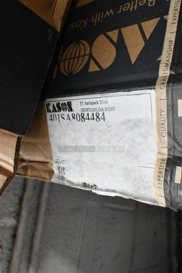 Kason® Easimount Strip Curtain Sets, scratch and dent, labels visible. 5 sets: various dimensions, new condition.