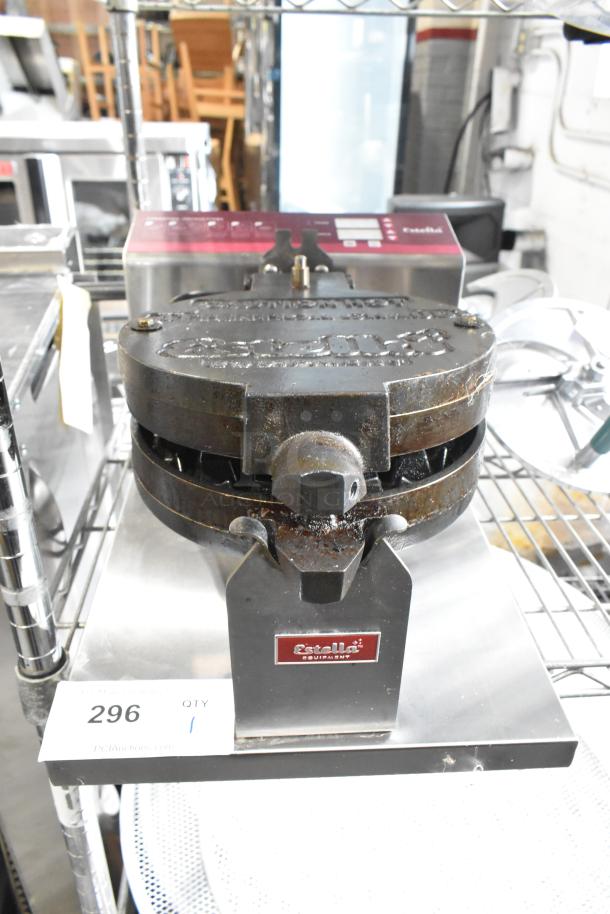 Brand new Estella 348WBMX1A stainless steel commercial Belgian waffle maker, scratch and dent, 120V, 1 phase.