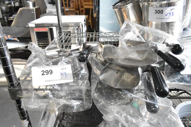 7 Pro-ware Stainless Steel Fry Scoopers, brand new with minor scratches, bundled in plastic with auction label "299 QTY x7".