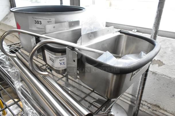 2 brand new Nemco ice cream dipper wells with faucets, lightly scratched and dented, stainless steel, labeled for auction.