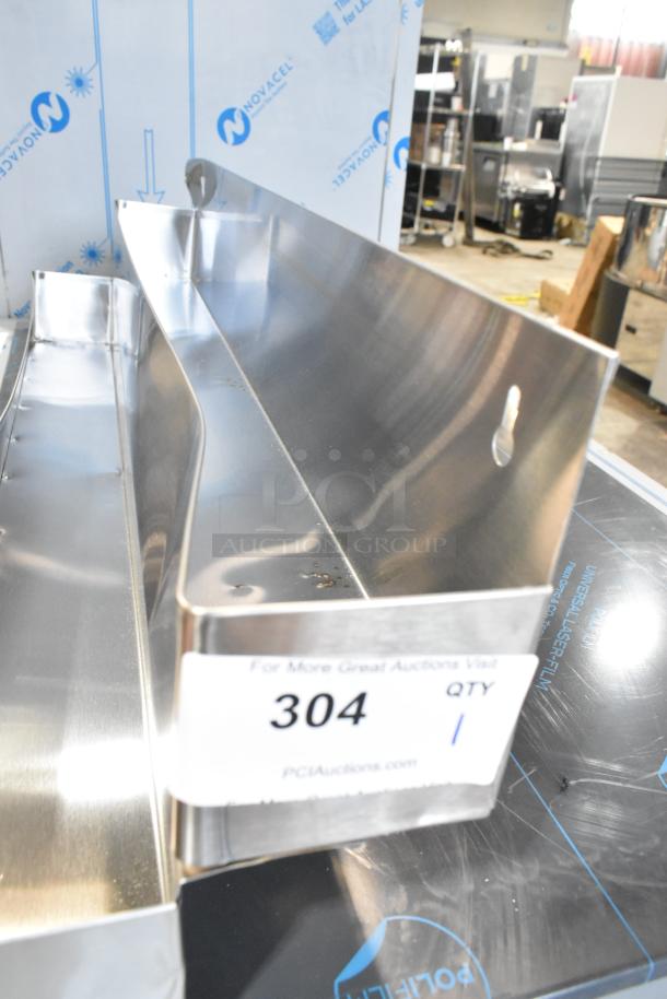 Brand new Steelton 712B5536D stainless steel double tier speed rail, 36", with minor scratches and "304" auction label visible.