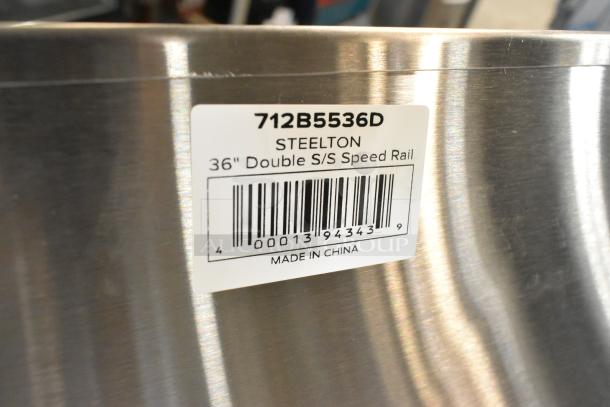 Brand new Steelton 712B5536D stainless steel double tier speed rail, 36 inches, minor scratches, made in China.