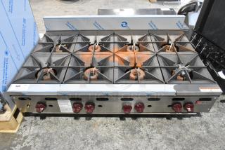 Brand new Wolf AHP848-1 stainless steel 48" 8-burner countertop range, 240,000 BTU, scratch and dent condition.