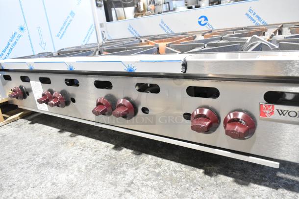 BRAND NEW Wolf AHP848-1 48" Stainless Steel 8 Burner Range, natural gas, 240,000 BTU, slight scratches and dents.