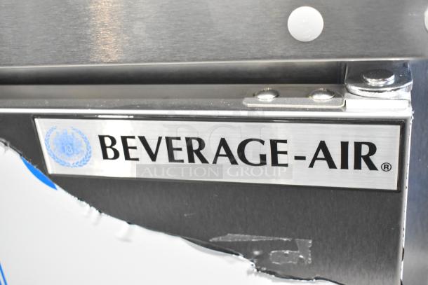 Beverage Air SPE48HC-S stainless steel refrigerated salad bar; brand new with minor scratches and dents visible.