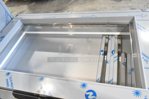 BRAND NEW Beverage Air SPE48HC-S stainless steel 48" refrigerated salad bar, minor scratch and dent. 115V, 1 Phase.
