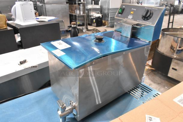 BRAND NEW 2024 Carnival King 382CDF17M stainless steel corn dog fryer, 27 lb. capacity, 208/240V, 1 phase, minor scratches.