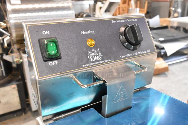 BRAND NEW SCRATCH AND DENT Carnival King 382CDF17M Corn Dog Fryer, 27 lb., stainless steel, 208/240V, control panel shown.