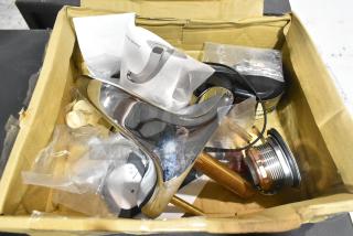 Brand new Zurn Elkay Z6915-XL AquaSense sensor faucet, deck mount, 4" centers, 6 3/4" spout, .5 GPM, battery-powered, in open box.