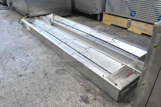 BRAND NEW SCRATCH AND DENT ServIt 48" double strip warmer, model 423SW48THDBLA, with dual toggle controls, 120V, 1 phase.