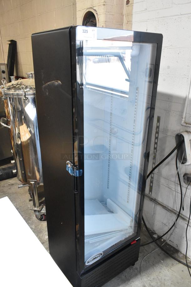 KoolMore KM-MDR-1GD-10C commercial display merchandiser, glass door, poly coated racks, 115V, minor dent on side.