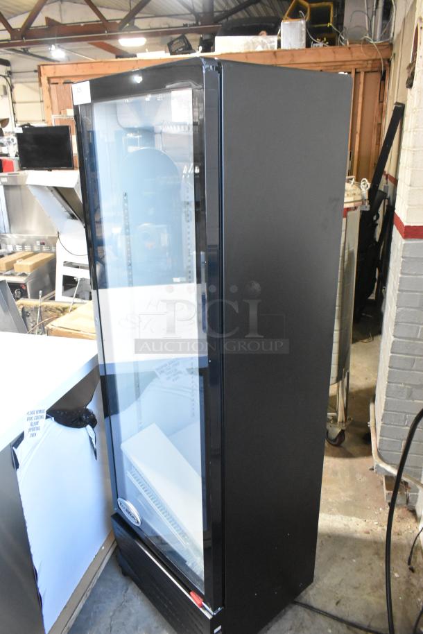 BRAND NEW SCRATCH AND DENT KoolMore KM-MDR-1GD-10C commercial display merchandiser with glass door and poly coated racks.