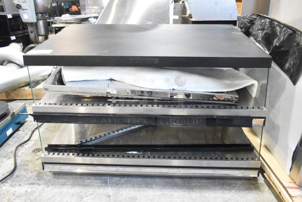 Brand new ServIt 423OAM121D 42" slanted 2-shelf heated display merchandiser, 120V, 1 phase, scratch and dent.