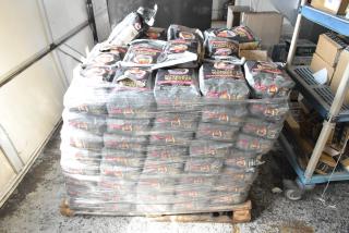 120 bags of Cooks Charcoal Briquets on a pallet, wrapped in plastic. Ideal for grilling. Bid multiplier: 120 times.
