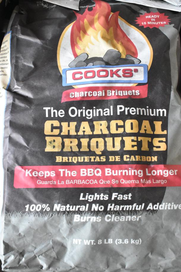 Cooks Charcoal Briquets bag, 8 lb, features include fast lighting, natural, clean burn, keeps BBQ burning longer.