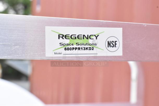 Regency 600PPR13KD2 pizza dough box rack, brand new with minor scratches, NSF certified. Commercial casters shown.
