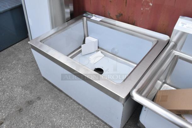 Brand new Regency 600SM202812 stainless steel mop sink, 33", 16-gauge, one compartment, 28"x20"x12" bowl, minor scratches.