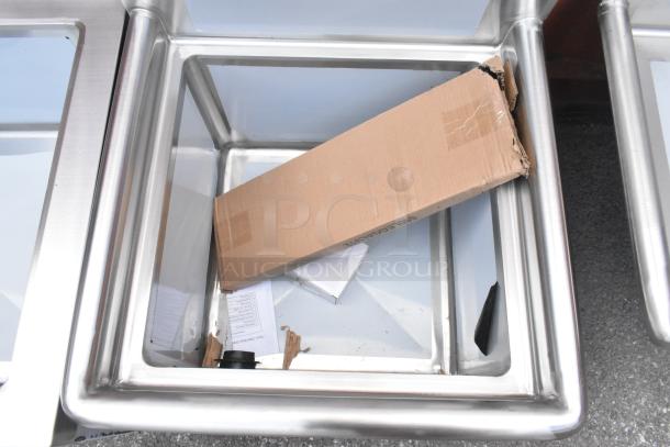 Brand new Steelton stainless steel sink 18" x 18" x 12" bowl. Scratch and dent condition. Includes packaging materials.