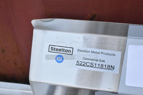 BRAND NEW SCRATCH AND DENT! Steelton 522CS11818N, 18-Gauge Stainless Steel Commercial Sink, 18"x18"x12" Bowl. NSF Certified.