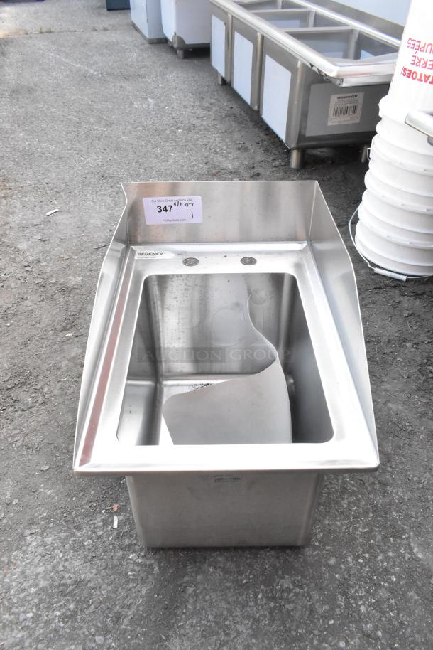 Brand new Regency 600DI11014S 16-gauge stainless steel drop-in sink, 10"x14"x10", with side splashes, scratch and dent.