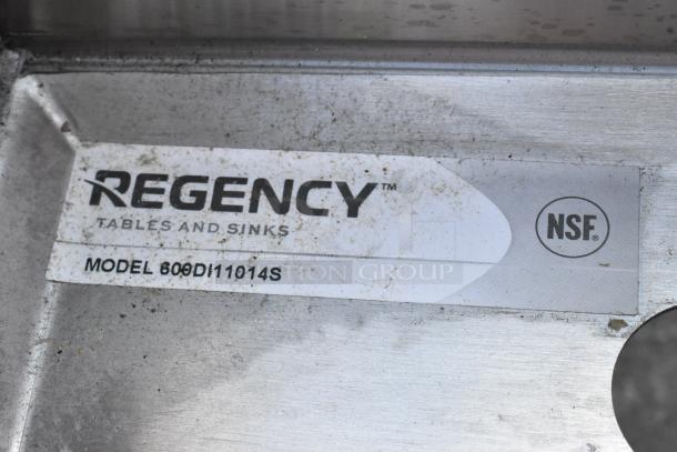 BRAND NEW Regency 600DI11014S 10"x14"x10" stainless steel sink with side splashes; minor scratches. NSF label visible.