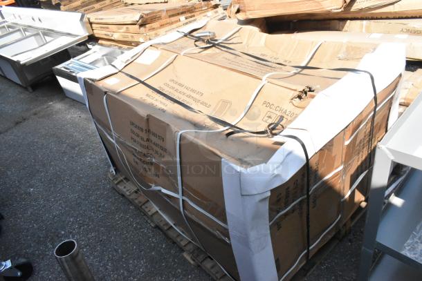 Box with 2 brand new dining height chairs, labeled "Color: Black/Antique Gold," showing slight scratches and dents.