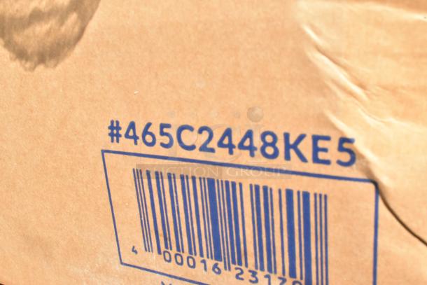 Cardboard box with visible barcode and code #465C2448KE5 stamped in blue ink.