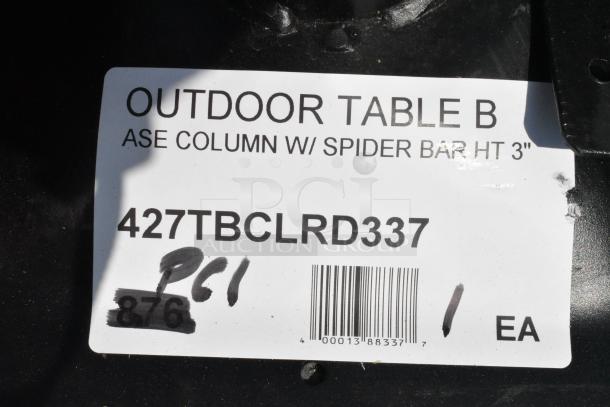 6 new Lancaster Table & Seating Excalibur table base columns, model 427TBCLRD337, with some scratches and dents.