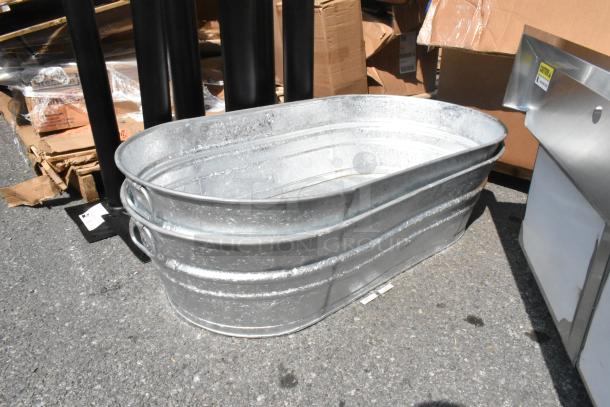 Behrens oval steel tub B33, 23 3/4" x 42 3/4" x 10 1/2", new, hot-dipped, scratch and dent condition.