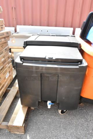 BRAND NEW SCRATCH AND DENT! Black Poly Portable Ice Bin on Commercial Casters. - Item #1199060