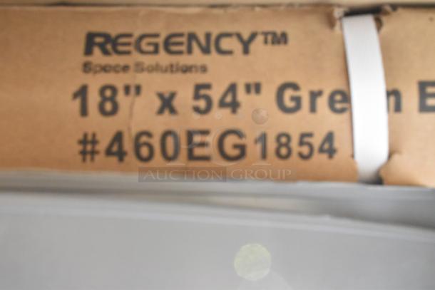 Regency Space Solutions 18"x54" Green Epoxy Wire Shelves, Model #460EG1854. Brand new with minor scratches and dents.