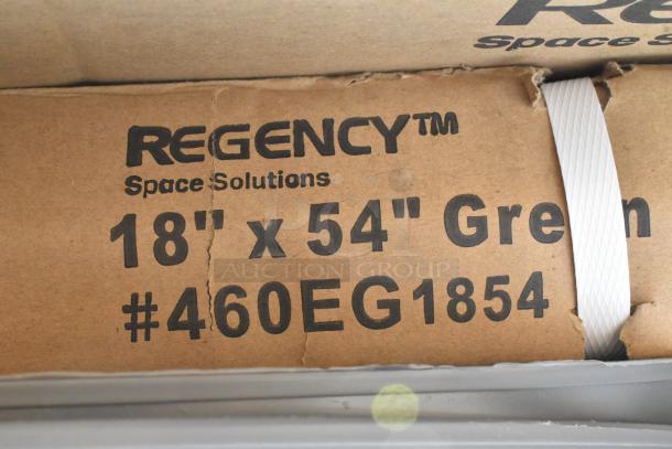Regency Space Solutions 18" x 54" wire shelves, model #460EG1854, brand new with potential scratch and dent.